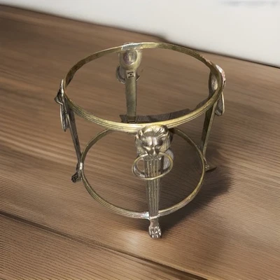 Винтажная латунная стойка с головой льва чаша дисплей стойка коготь нога Regency высота 5,5 дюйма - Изображение 1 из 4