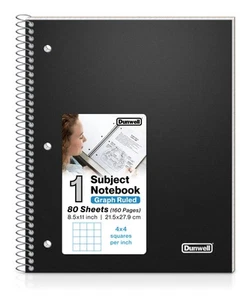 Graph Paper Notebook 8.5 x 11, Plastic Cover, 80 Sheets, 4x4 Ruled, 1 Subject... - Picture 1 of 9