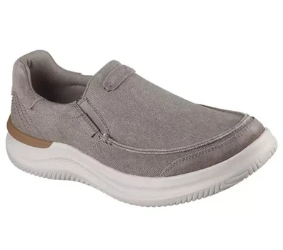 SKECHERS Hasting-Vigo 205366 Taupe Relaxed Fit Sneaker Shoes WIDE Light Canvas - Image 1 of 4
