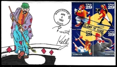 2753A 29c Stamps (Se-Tenant) (1993) CIRCUS ACTS FDC FROM KRIBBS KOVER CACHETS - Image 1 of 3