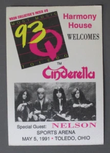Cinderella & Nelson satin cloth radio promo sticker  May 5 1991 Toledo, Ohio - Picture 1 of 1