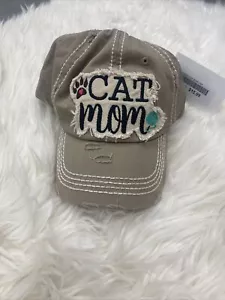 Cat Mom Hat. Khaki baseball hat - Picture 1 of 3