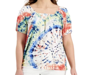 Top Style & Co Fuera del Hombro Tie Dye Para Mujer PXL Pastel Boho Vacaciones Playa - Imagen 1 de 8