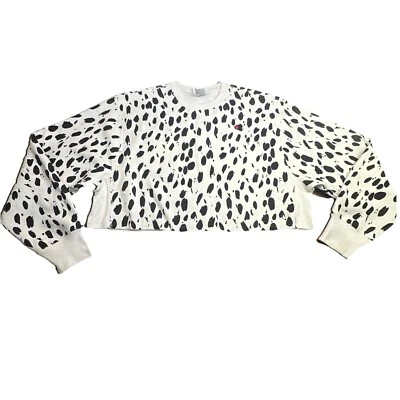 Champion Womens XL Reverse Weave Crop Sweatshirt Crewneck Cow Print Top - Image 1 of 4