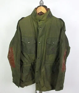 MULBERRY England Cupra Waxed Cotton Jacket Sz XL Leather Trim Hooded Green - Picture 1 of 9