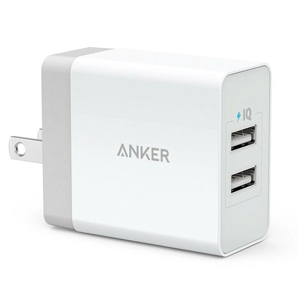 Anker Power Port II 24W COMPACT WALL CHARGER 2-USB Ports FOLDABLE PLUG Fast - Image 1 of 1