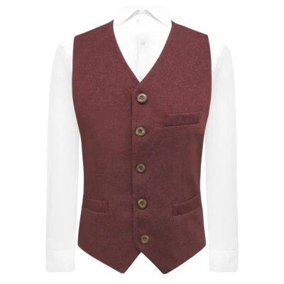 De Luxe Marron Rouge Tweed Donegal Gilet - Photo 1/4