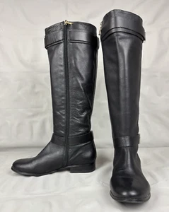 Ann Taylor Leather Riding Boots Women's 7M Black Tall Knee High - Picture 1 of 15