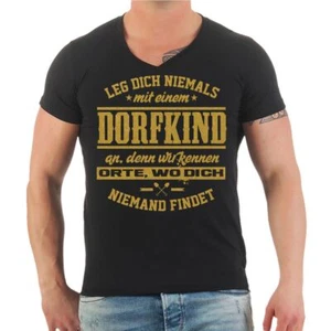 T-Shirt Dorfkind in GOLD Land Bauern Geschenk Landwirt Traktor lustiger Spruch  - Bild 1 von 7