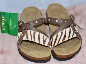 Sandalo con borchie in mohair zebrato BETULA con licenza Birkenstock JULIE taglia 7,5/38 NUOVO!! - Foto 1 di 9