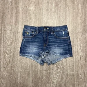 Abercrombie Kids Girls Size 14 Blue Denim Shorts Distressed Casual - Picture 1 of 3