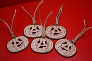 5 Jack-O-Lantern Decorations Laser Cut Plywood Halloween Christmas Tree Pumpkin - Picture 1 of 5