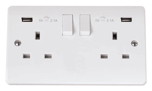 Click Mode 13A Double Socket with Twin USB Port 4.2A (2.1A) Fast Phone Charging  - Image 1 of 1