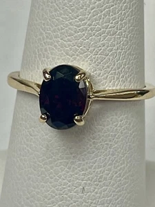 14kt. Yellow Gold Vintage Oval Garnet Ring Size 7.75 - Picture 1 of 9