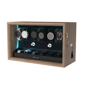 Rotación Automática 6 Enrollador de Relojes con 6 Caja de Almacenamiento Extra Luz LED Azul Regalo - Imagen 1 de 12