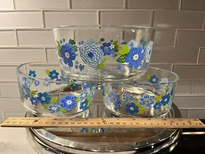 Pioneer Woman Dazzling Dahlias 3 glass Storage Bowls, No Lids - Picture 1 of 3