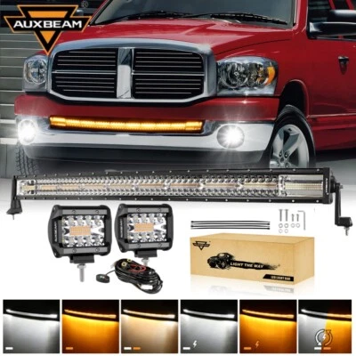 AUXBEAM para Dodge RAM 1500 09-18 parachoques oculto barra de luz LED curva de 42"" + cápsulas Foto 1 de 4