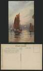 Constance M Cortain Old Postcard SAILING BOATS & SUNSET