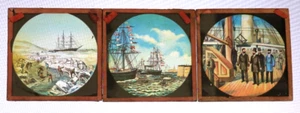 Flagship, Marine, Sailing Ship, Navy. 3 Colour Antique Lantern Slides - Picture 1 of 1