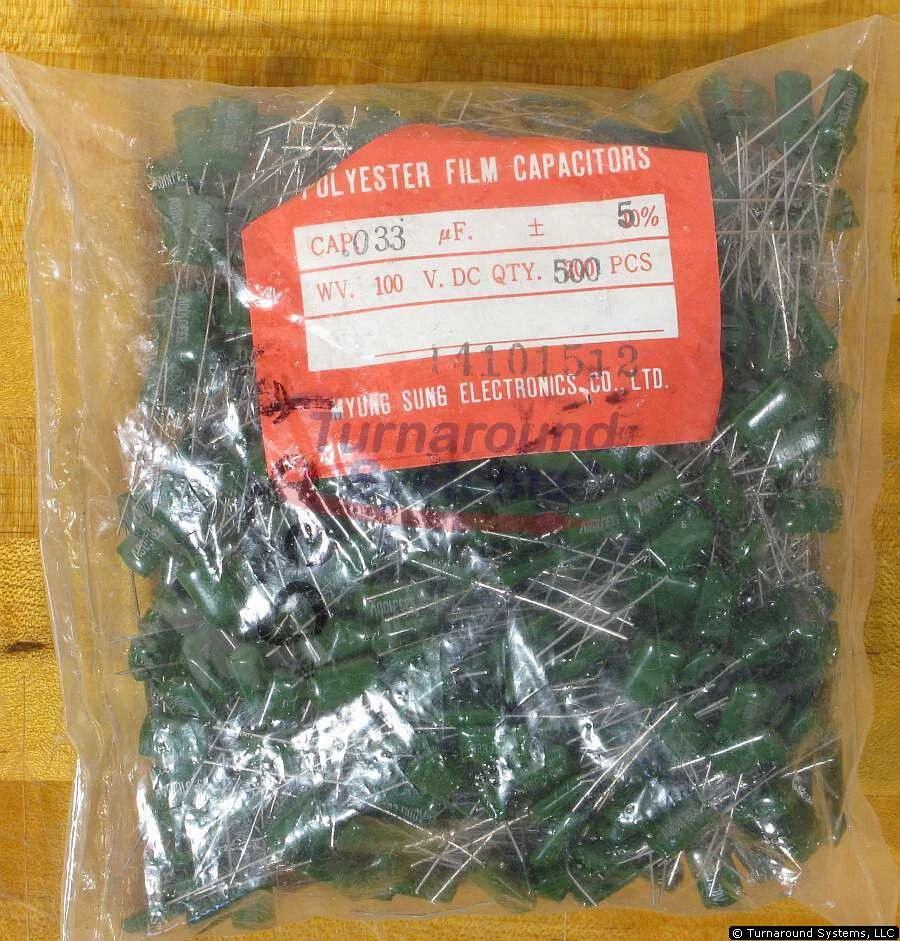 Condensadores de película de poliéster, 0.033uF, 100V, 5%, Lote de 500, NUEVO Foto 1 de 1