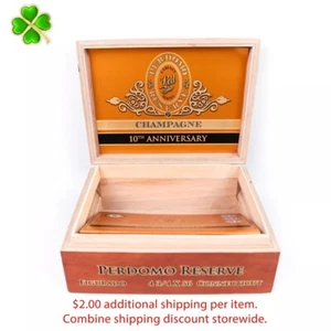 Perdomo Figurado Connecticut 10th Anniversary Wood Cigar Box 8.25" x 6" x 3" - Picture 1 of 12
