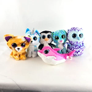 TY Beanie Boos Lot of 6 Pre-owned 6” Surf Oscar Leona Waddles Helena Pablo Owl - Picture 1 of 14