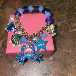 Betsey Johnson Sea Beaded And Charm Bracelet - Picture 1 of 5
