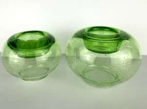Southern Living Southport Globo Portacandele Vaso Due Soffiato a Mano Verde Bolla - Foto 1 di 8