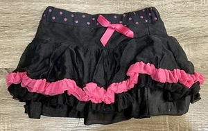 ✨Knitworks Girl’s Reg Size 6x Layered Skort, Black, Pink, Mesh, Bow✨ - Picture 1 of 11