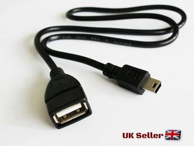 50cm OTG Mini USB B Male to USB A Female Extension Cable Data SYNC Cord Lead - Image 1 of 3