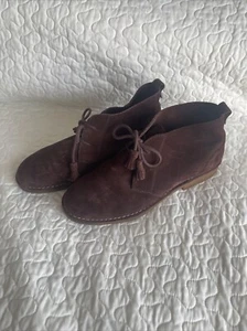 WOMEN'S HUSH PUPPIES MOYEN CHUKKA ANKLE BOOTIES BROWN SUEDE TIES TASSELS Size11 - Picture 1 of 8
