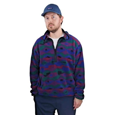 Винтажный REI 90-х флис пуловер куртка мужская большой Aztec геометрический фиолетовый ретро пальто - Изображение 1 из 4