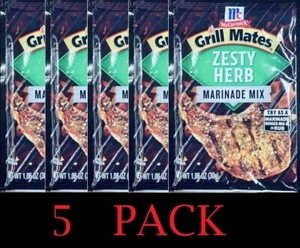 5x McCormick Grill Mates  ZESTY HERB Spice Seasoning Marinade Mix 1.06 oz 5 PACK - Picture 1 of 3