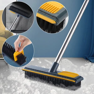 Long Telescopic Handle Floor Brush 3-Section Bathroom Kitchen Cleaning Scrubber - Picture 1 of 10