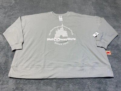 NEW Walt Disney World Sweater Womens 3X 3XL Gray Castle Mickey Mouse Puff Print - Image 1 of 4