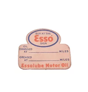 Vintage Esso Oil Change Sticker Essolube Motor Oil "Buy At The Esso Sign" - Picture 1 of 6