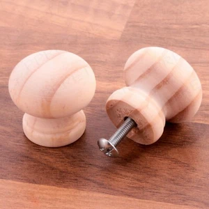 30mm DOOR KNOBS & BOLTS Small Dresser Drawer Pull Unstained Pine Drilled Insert - Picture 1 of 2