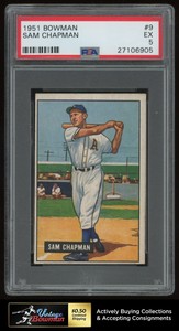 1951 Bowman #9 Sam Chapman  ~ PSA 5 EX