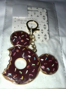Disney Parks Mickey Mouse Icon Flair Jeweled Bag Charm Jewelry Donut WDW NEW - Picture 1 of 5