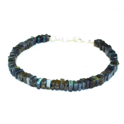 65.00 Cts Natural 7" Long Blue Flash Labradorite Heishi Beads Bracelet NK 04E103 - Image 1 of 2