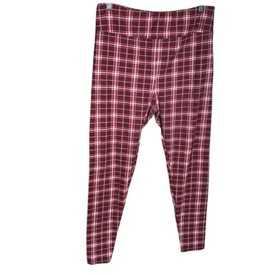NEW Lularoe TC Tall & Curvy Red White Plaid Holiday Christmas Legging Size 12-18 - Image 1 of 4