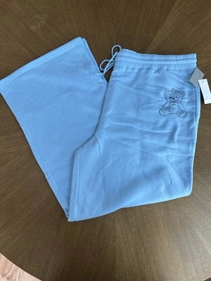 NEW 2X XXL Women Wide Leg Sweat Pants Zoe+Liv Blue Pockets Soft Cute Kawaii - Image 1 of 4