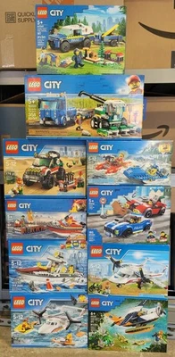 LEGO City Lot – 10 Sets – Harvester Transport, Boats, Rescue – 9 Sealed + 1 Open - Image 1 of 4