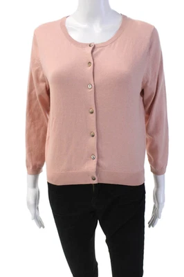 Cárdigan recortado con botones de manga corta de algodón rosa claro talla 10 Boden para mujer Foto 1 de 4