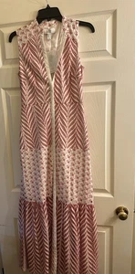 New Belle Badgley Mischka Cream Red Embroidery Eyelet Maxi Dress Size 0 $249 - Picture 1 of 8