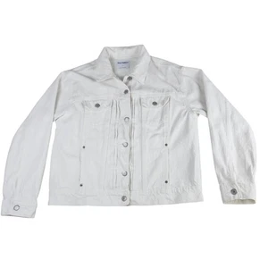 Giacca jeans vecchia marina donna L bianca pintuck plissettata classica western cottagecore - Foto 1 di 9