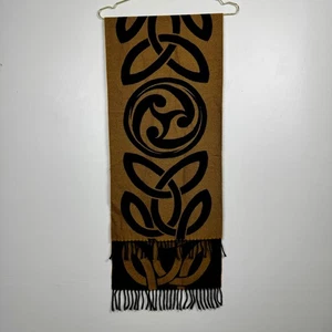 Peter James reine Wolle keltischer Wirbel Wendeschal schwarz gold 65” x 14,5” - Bild 1 von 8