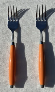 Fiesta China Go Along Tangerine Round Handle Salad Fork Very Good Used Condition - Picture 1 of 8