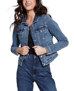 Guess Women's Denim Trucker Jacket (Reign Wash, X-Small) - Picture 1 of 5