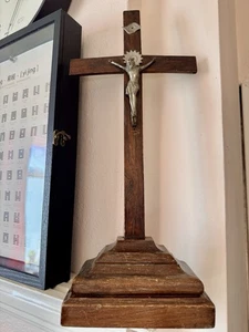 Antique Vintage Wooden Catholic Religious Altar Crucifix Into - Picture 1 of 8